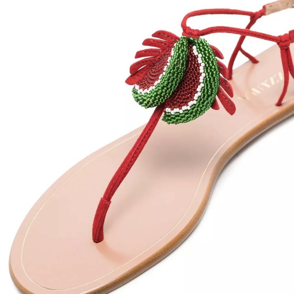 Aquazzura 36,5 Suede beaded sandals. Original price $420
Original box,dust bag